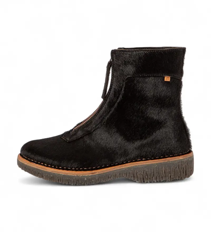 per donna 25581P010005_001 N5581 stivaletti in pelle nera (37), Nero, Basso, Cerniera, Classico