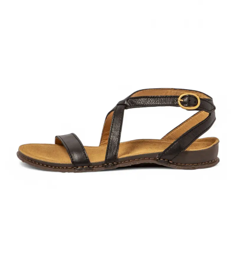 per donna. 258021101005_001 N5802 Panglao sandali in pelle nera (36), Nero, Basso, Fibbia, Casual