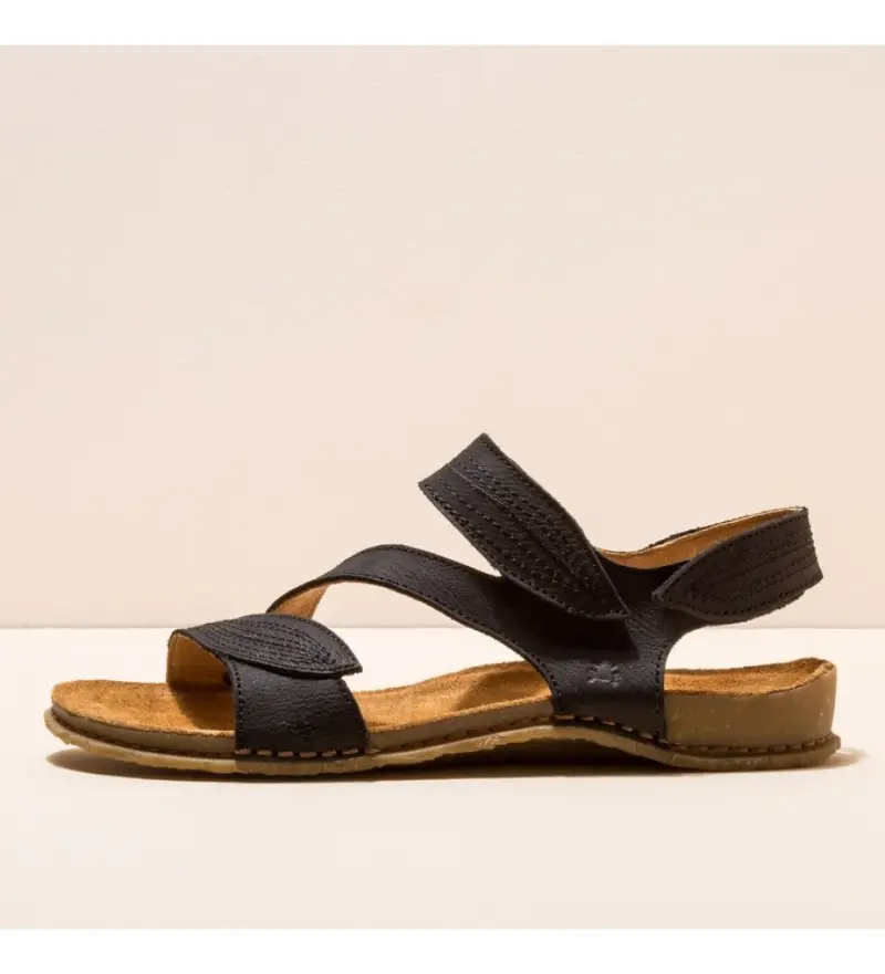 per donna 258101101005_001 Sandali in pelle N5810 Panglao nero (36), Basso, 1 a 3 cm, Velcro