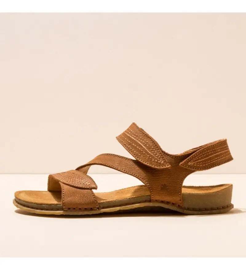 per donna 2581011ND005_023 Sandali in pelle N5810 Panglao marrone (36), Basso, 1 a 3 cm, Velcro, Casual