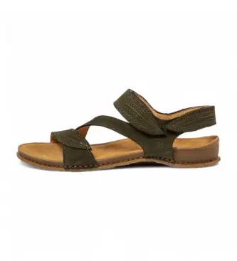 per donna 258101222005_0G3 N5810 Panglao Sandali in pelle verde (41), Basso, Velcro, Casual Cachi