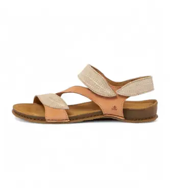 per donna 25810S2DK005_0MU N5810S Sandali in pelle corallo Panglao (36), Basso, Velcro, Casual