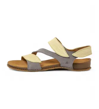 per donna 25810S2DM005_0MU N5810S Panglao sandali in pelle verde lime, grigio blu (36), Basso, Velcro, Casual
