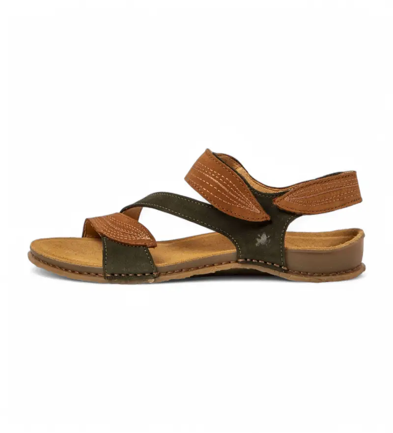 per donna. 25810S2LO005_0G3 N5810S Panglao sandali in pelle marrone, verde (36), Basso, Velcro, Casual