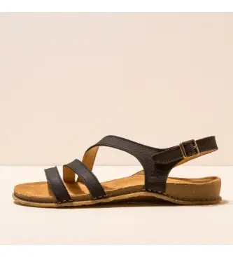 per donna 258111101005_001 Sandali in pelle N5811 Panglao nero (36), Basso, 1 a 3 cm, Fibbia, Casual