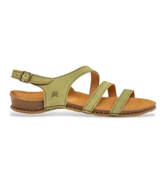 per donna 2581112G1005_0G3 Sandali in pelle verde N5811 (37), Basso, Fibbia, Casual
