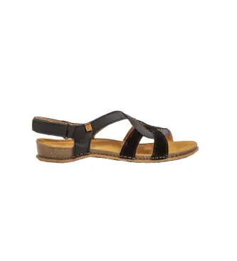 per donna 258191101005_001 Sandali in pelle N5819 Panglao neri (36), Nero, Basso, Velcro, Casual