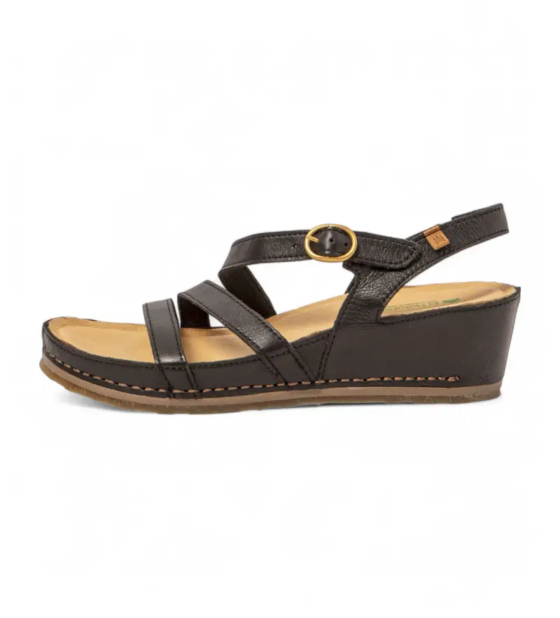 per donna. 258551101005_001 N5855 Sandali Picual in pelle nera (36), Nero, 3 a 5cm, Fibbia, Casual