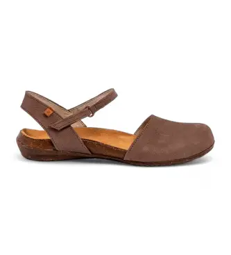per donna 2N4122UN0005_039 Sandali in pelle N412 Wakataua marrone n (37), Basso, 1 a 3 cm, Velcro, Casual