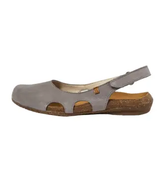 per donna 2N4133500005_0B0 N413 Sandali Wakataua in pelle blu (36), 1 a 3 cm, Velcro, Casual, Grigio