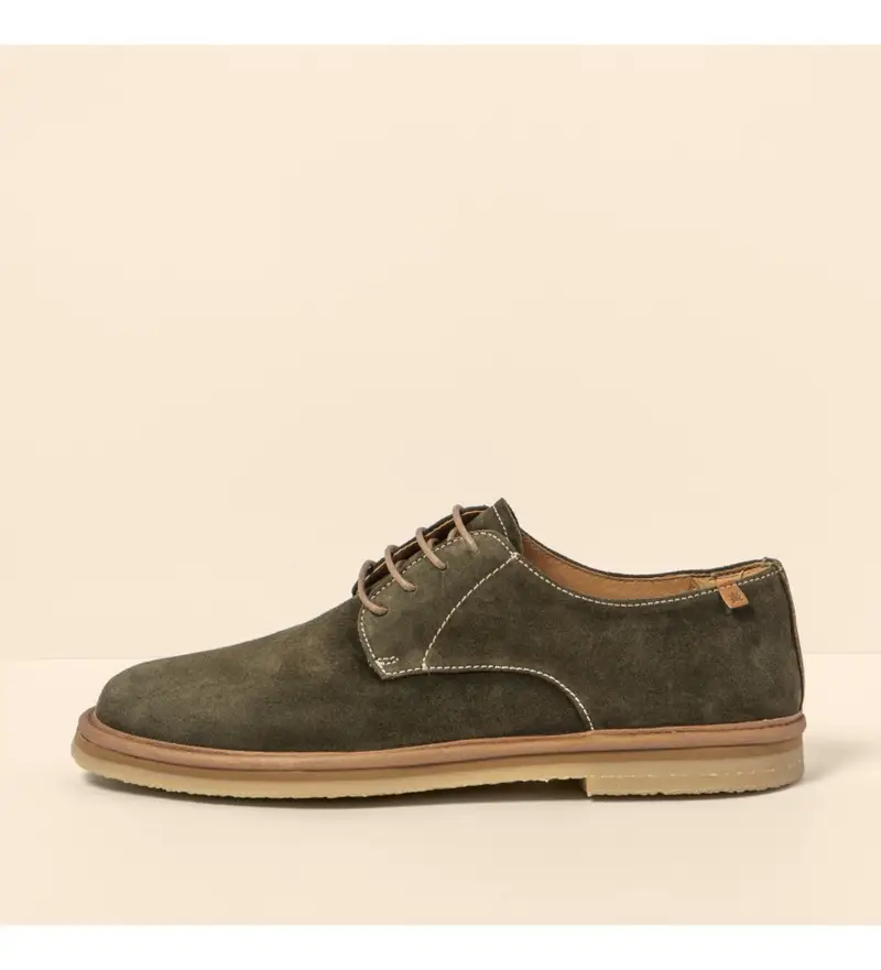 per uomo. 2595211FE005_0G3 N5952 Scarpe in pelle verde Silk suede (40), Basso, 1 a 3 cm, Stringhe, Casual