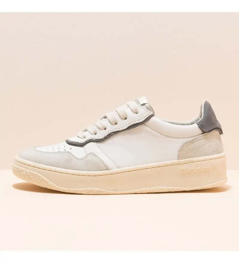 unisex. 2584012G8005_017 Sneakers in pelle N5840 Multi Materiale bianca (37), Bianco, Tessuto, Basso, 1 a 3 cm, Stringhe, Cas Sabbia