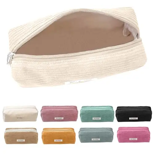 Electri-HQ Pencil Case, Astuccio Scuola，Astuccio in Tessuto a Coste Portatile, Velluto a Coste, con Grande Capacità,