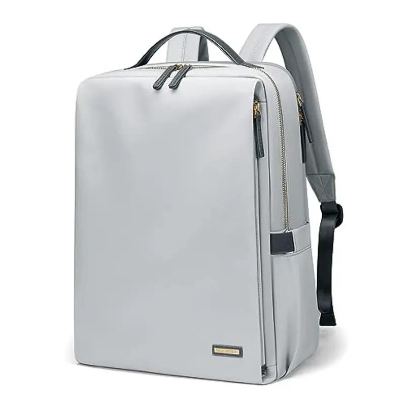 Elegante Zaino per Laptop da Donna Approvato Dalla Compagnia Aerea Perfetto per il Lavoro, l'università e i Viaggi Zaino Multifunzionale Casual Adatto a Notebook da 15,6 Pollici (Grigio Pallido)