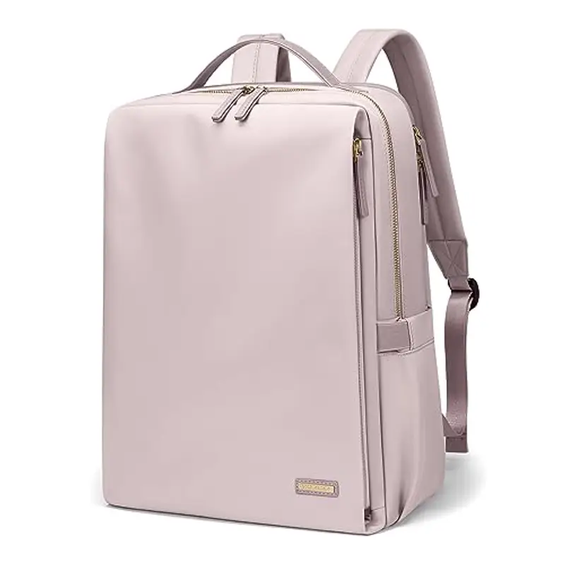 Elegante Zaino per Laptop da Donna Approvato Dalla Compagnia Aerea Perfetto per il Lavoro, l'università e i Viaggi Zaino Multifunzionale Casual Adatto a Notebook da 15,6 Pollici (Grigio Rosato)