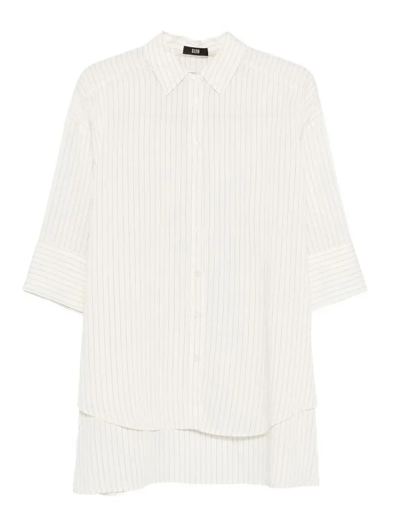 Camicia Oversize A Righe In Cotone Bianco Crema