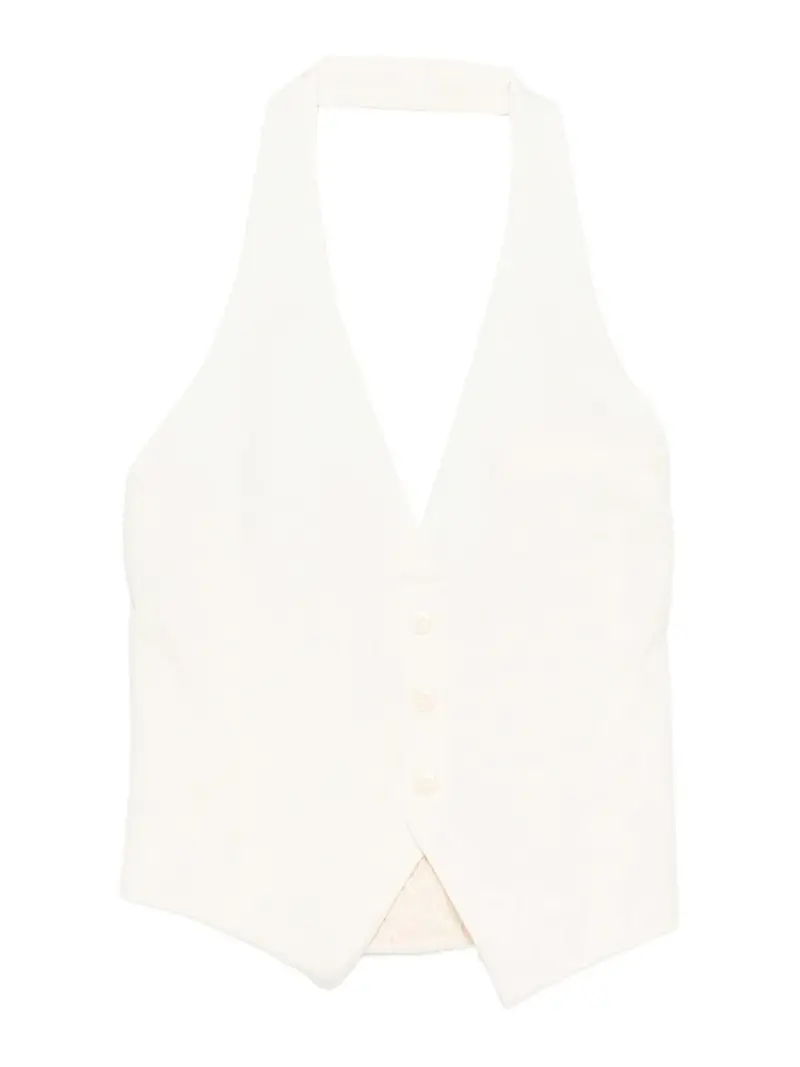 Gilet alla caviglia in tessuto color crema