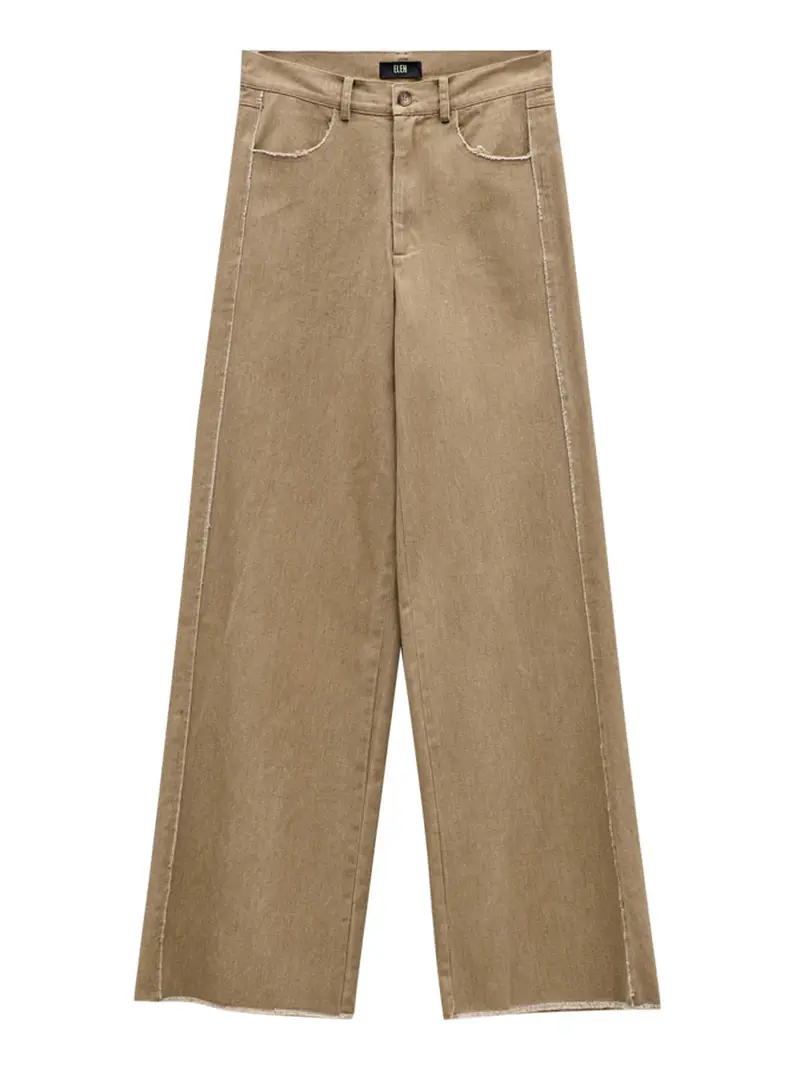 pantalone straight eleh da donna - beige