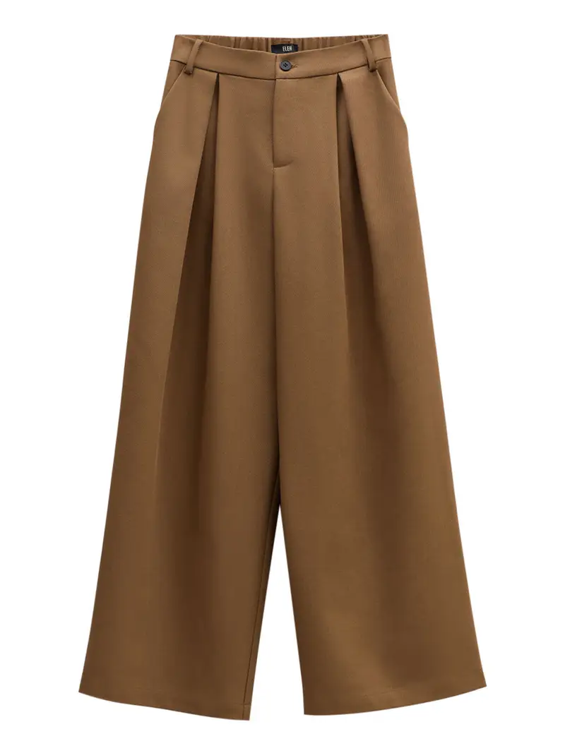 pantalone straight eleh da donna - marrone