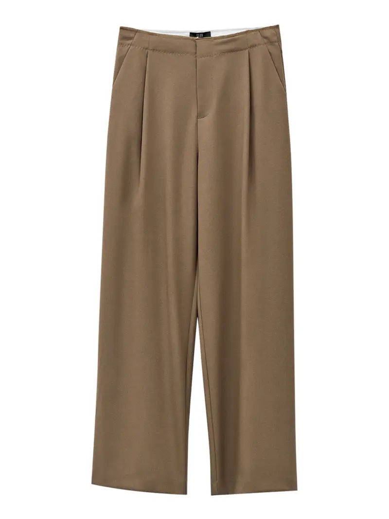 pantalone straight eleh da donna - marrone