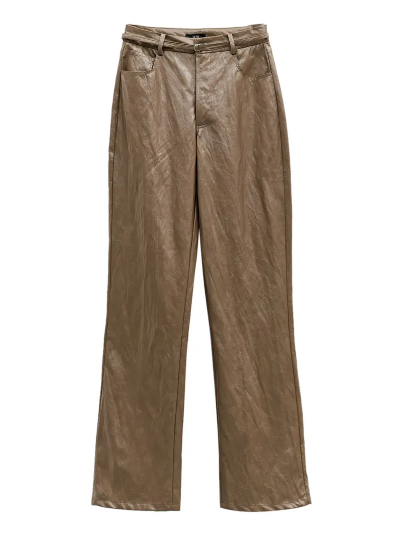 pantalone straight eleh ecopelle da donna - verde