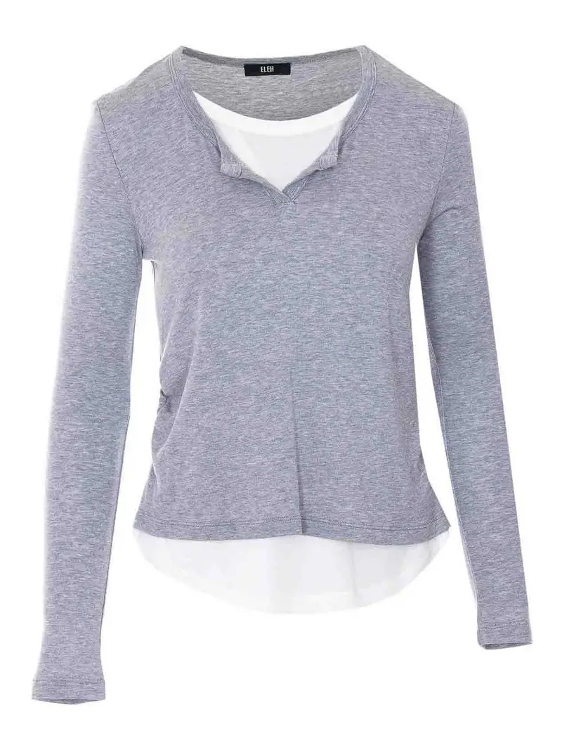 Top a maniche lunghe grigio e bianco
