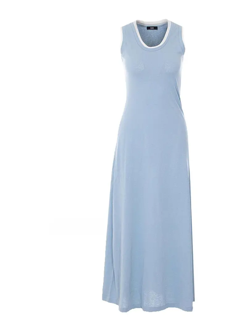 Vestito lungo azzurro e bianco Blu