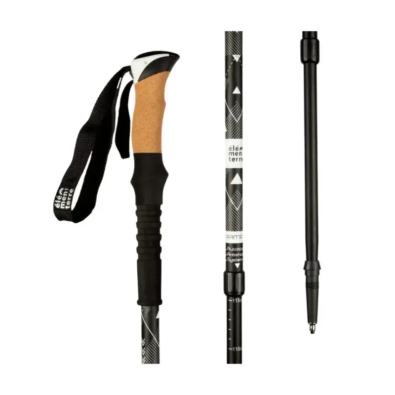 Bastoncini trekking lunghi con impugnatura in sughero Élémenterre Tramp