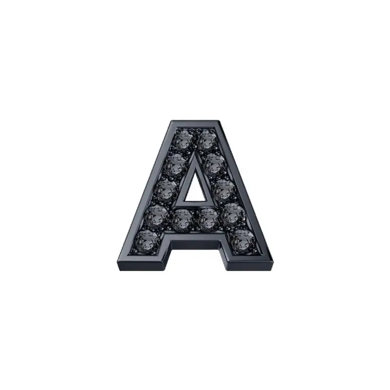 Lettera A Classica in oro brunito e diamanti neri