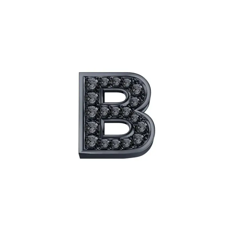 Lettera B Classica In Oro Brunito E Diamanti Neri - Elements Donnaoro