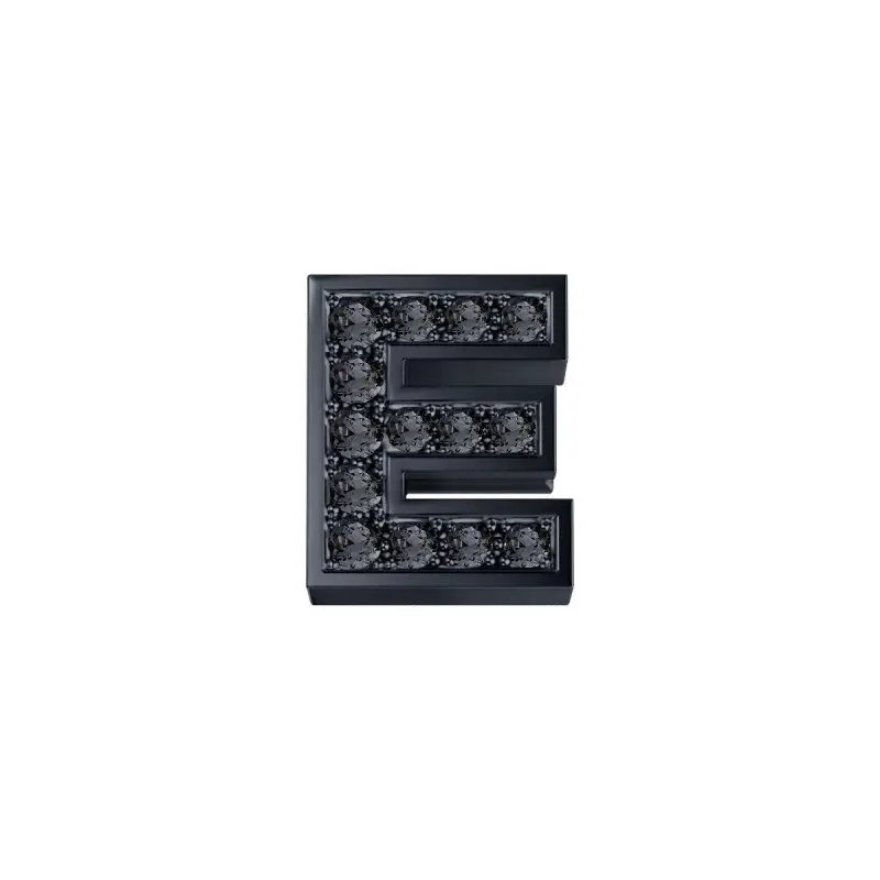 Lettera E Classica In Oro Brunito E Diamanti Neri - Elements Donnaoro