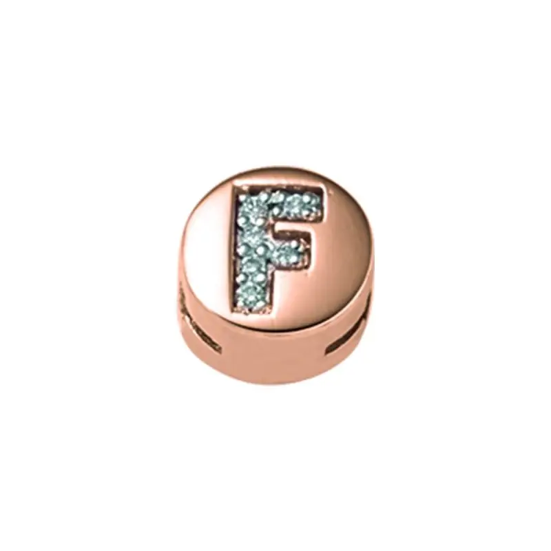 Lettera F Tonda In Oro Rosa E Diamanti - Elements Donnaoro
