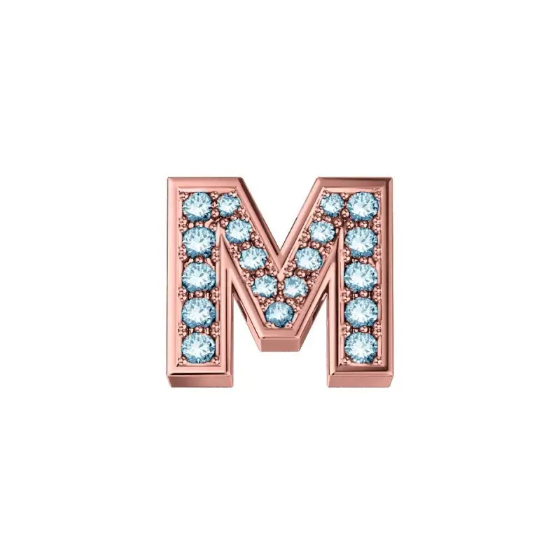 Lettera M Classica In Oro Rosa E Diamanti - Elements Donnaoro