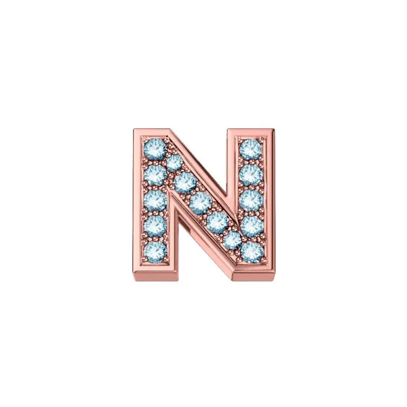 Lettera N Classica In Oro Rosa E Diamanti - Elements Donnaoro
