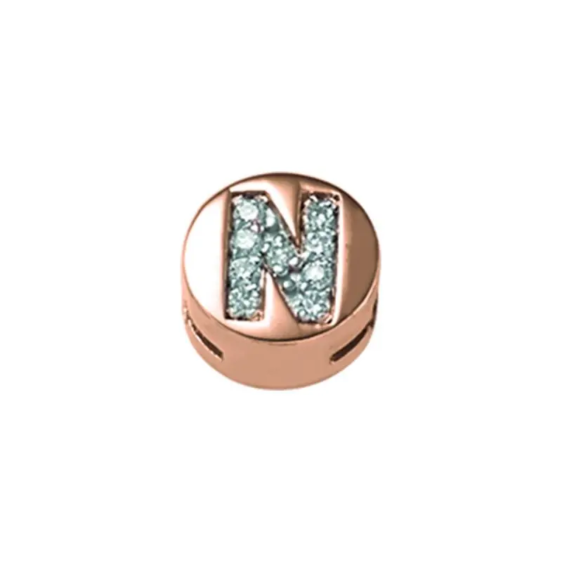 Lettera N Tonda In Oro Rosa E Diamanti - Elements Donnaoro