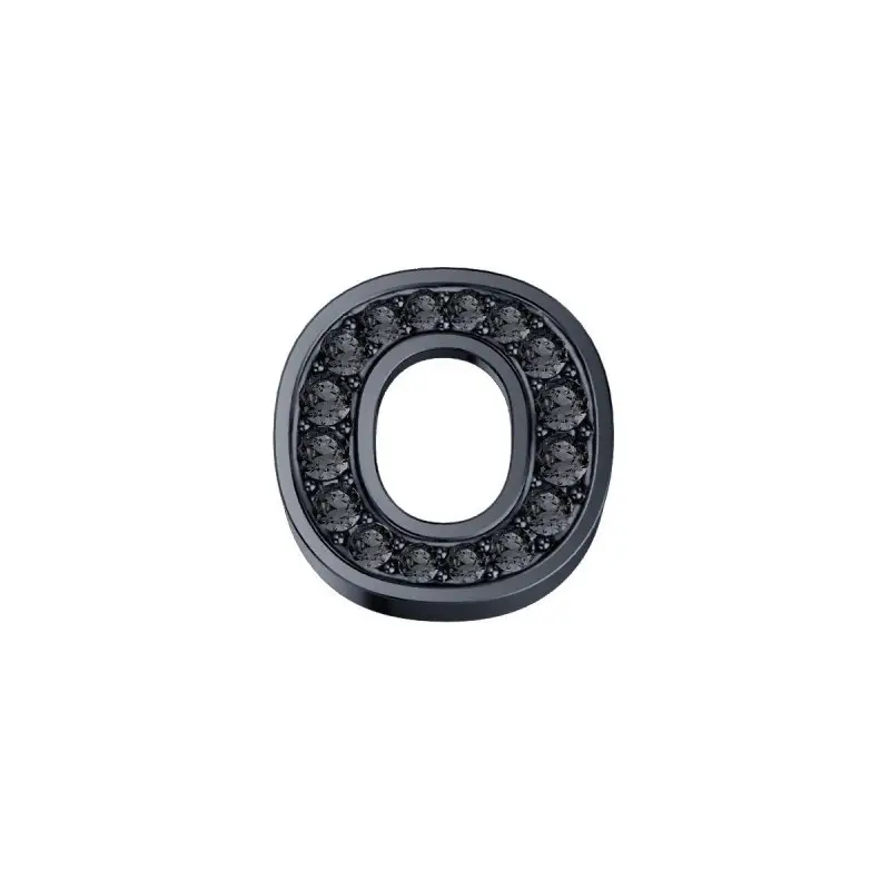 Lettera O Classica In Oro Brunito E Diamanti Neri - Elements Donnaoro