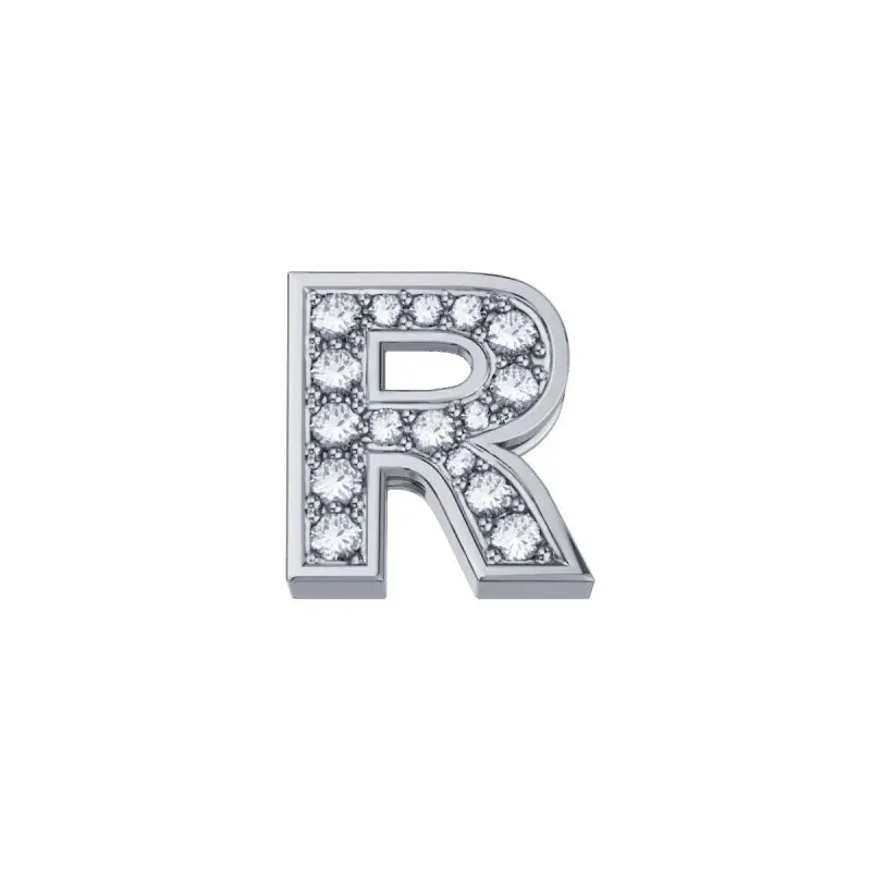 Lettera R Classica In Oro Bianco E Diamanti - Elements Donnaoro