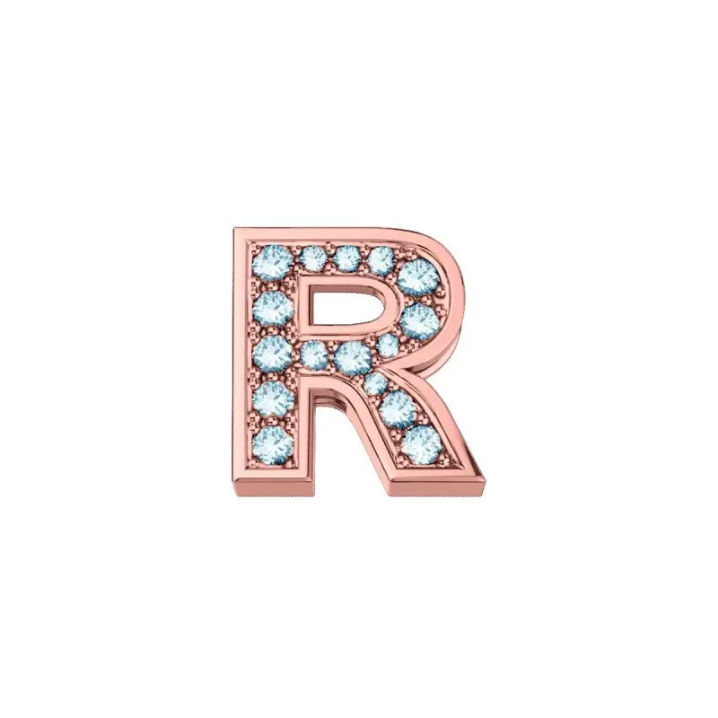 Lettera R Classica In Oro Rosa E Diamanti - Elements Donnaoro