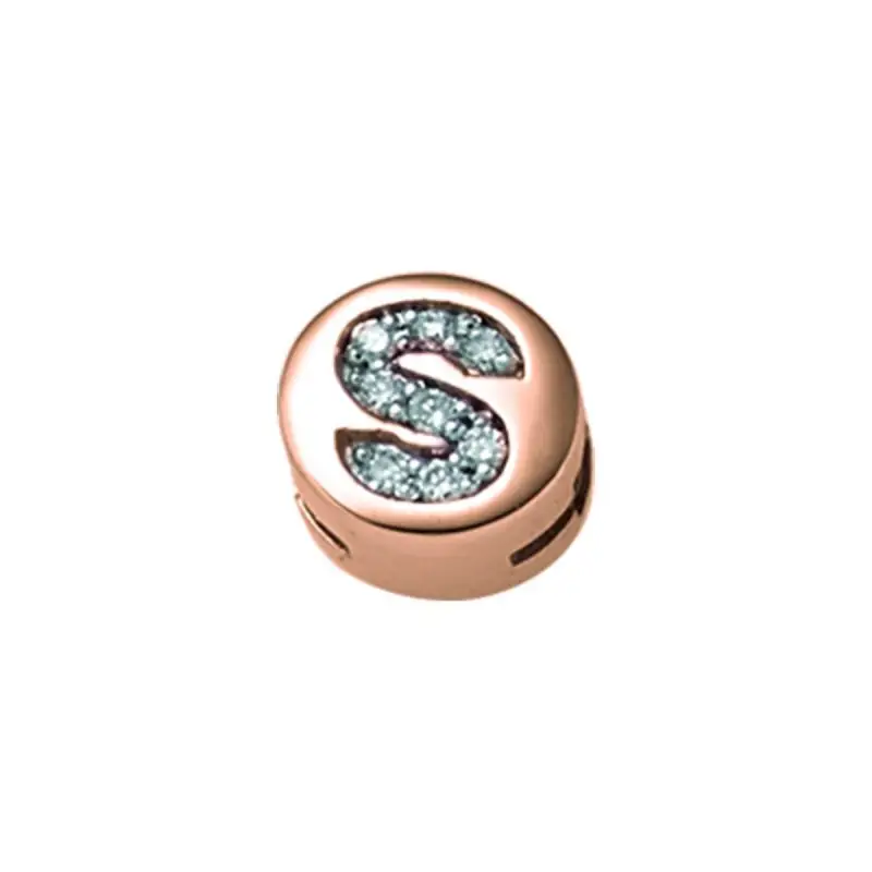 Lettera S Tonda In Oro Rosa E Diamanti - Elements Donnaoro