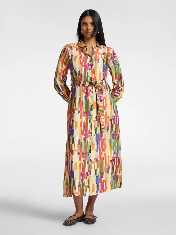 Abito chemisier stampato Donna, Beige