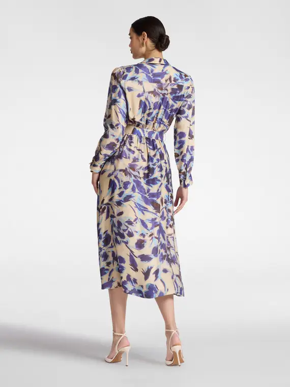 Abito chemisier stampato Donna, Viola miniatura 2