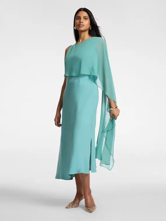 Abito con mantella Donna, Verde acqua
