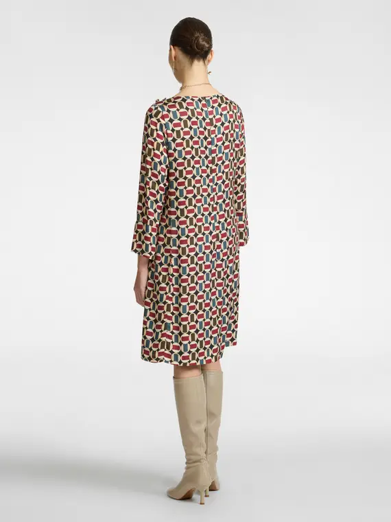 Abito dalla stampa geometrica Donna, Bordeaux miniatura 2