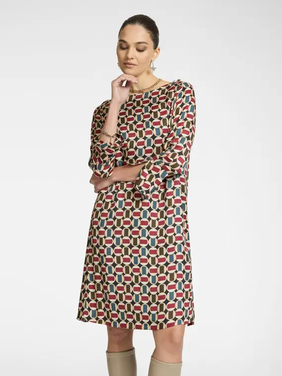 Abito dalla stampa geometrica Donna, Bordeaux