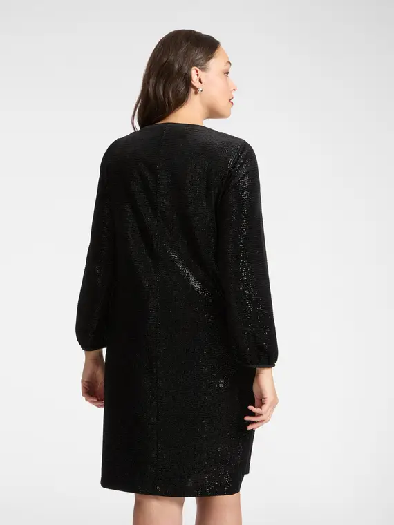 Abito in ciniglia laminata Donna, Nero miniatura 2