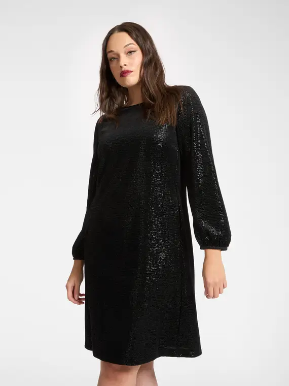 Abito in ciniglia laminata Donna, Nero miniatura 3