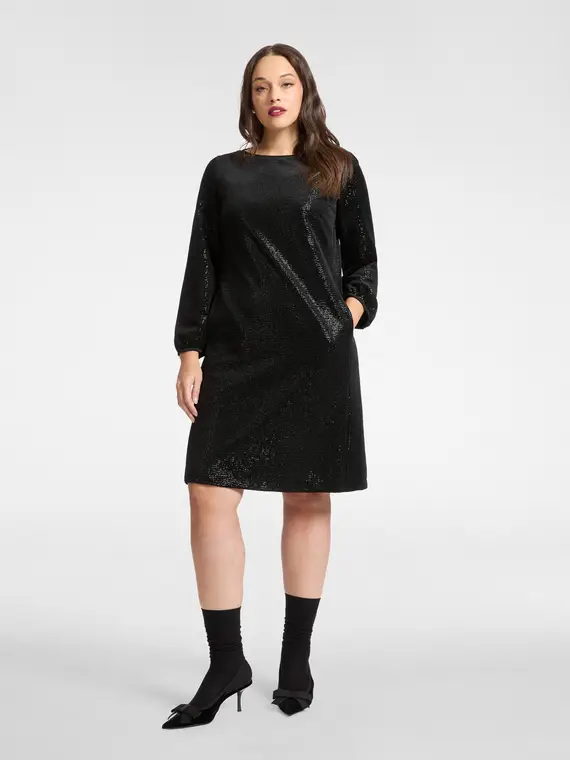Abito in ciniglia laminata Donna, Nero