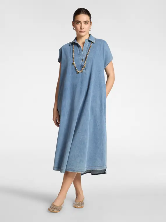 Abito in denim con cintura Donna, Azzurro miniatura 3