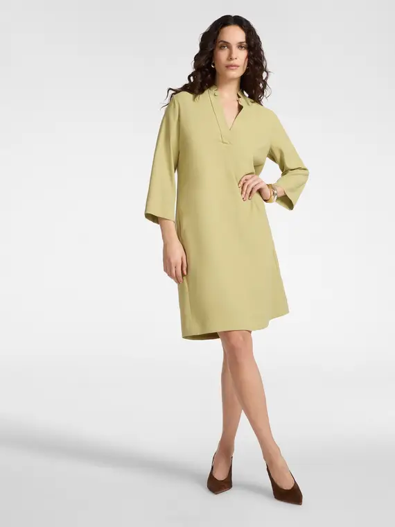 Abito in enver satin con scollo V Donna, Verde chiaro miniatura 3