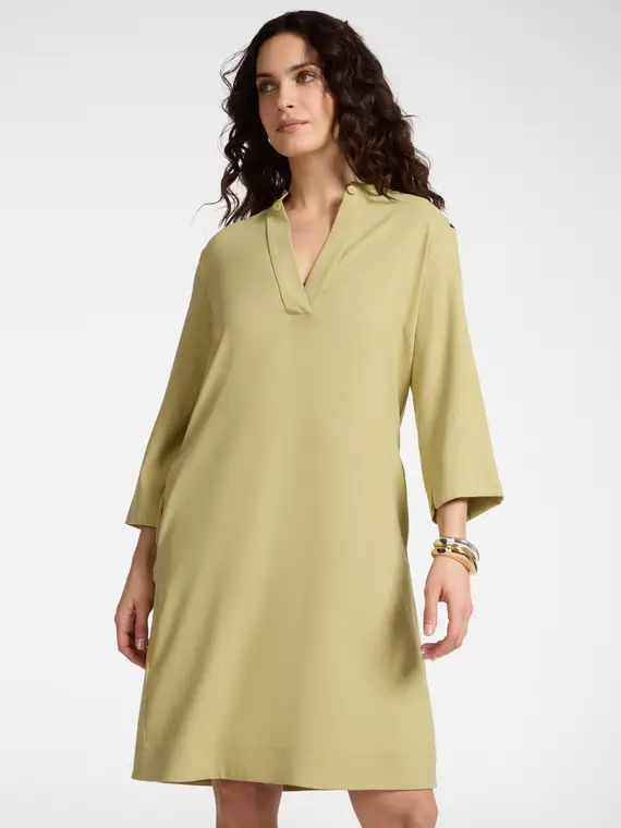 Abito in enver satin con scollo V Donna, Verde chiaro